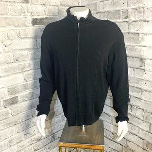 Zegna Sport Full Zip 100% Wool Mock Neck Cardigan